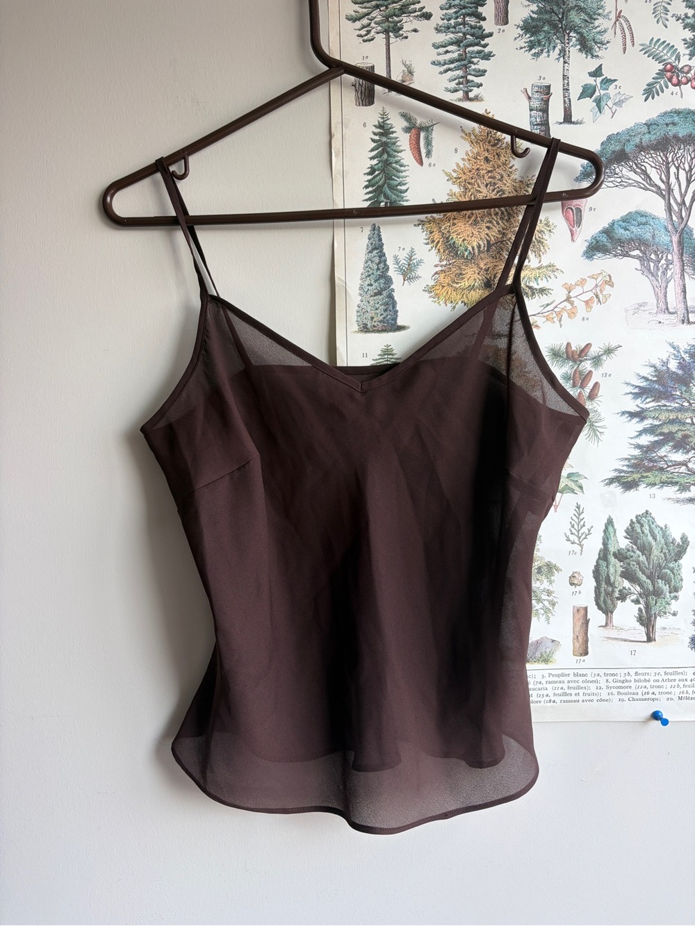 Vintage Camisole Sheer Brown Spaghetti Strap Top Small/Medium